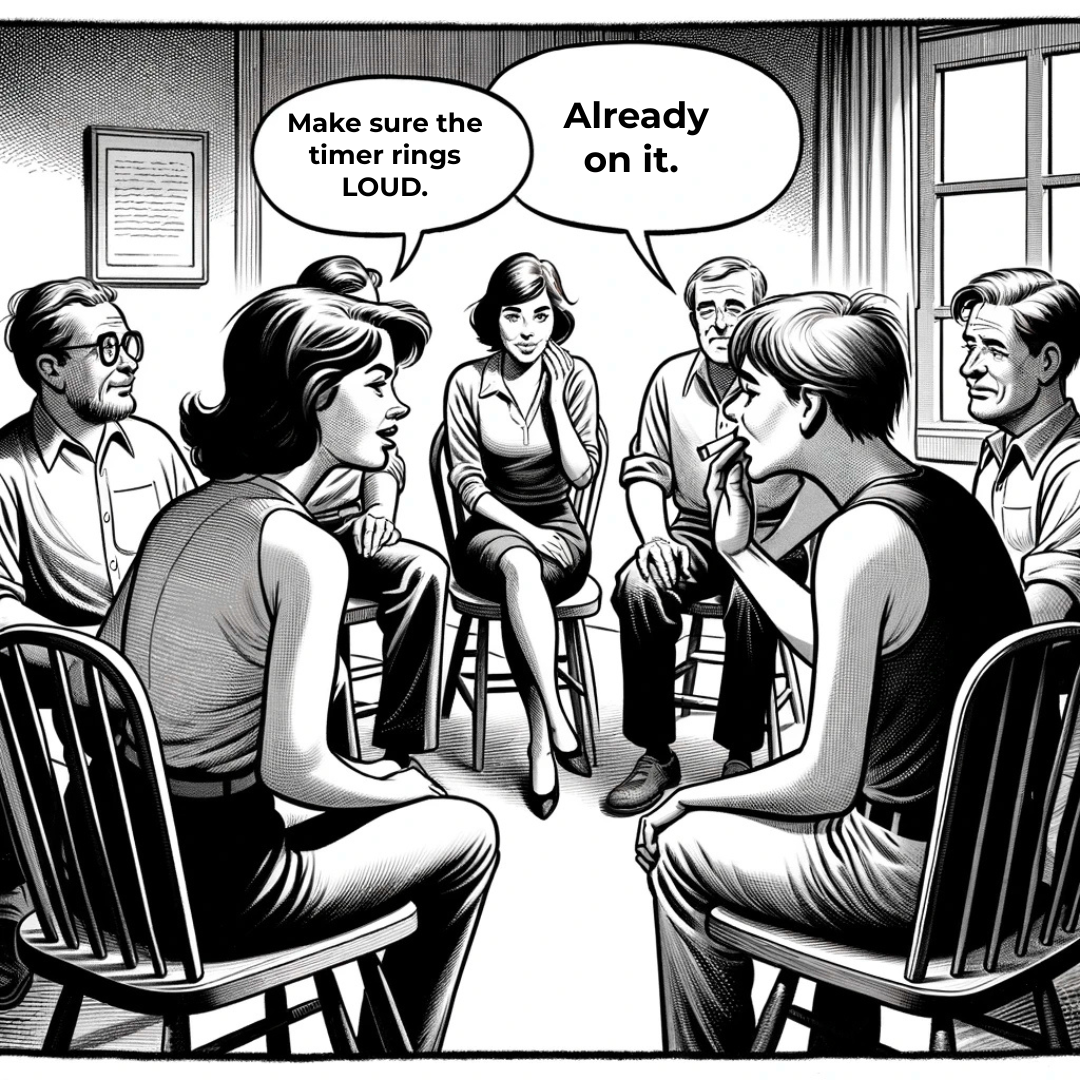Comic: As Ron gets ready to share, his reputation for ignoring gentle reminders precedes him.
