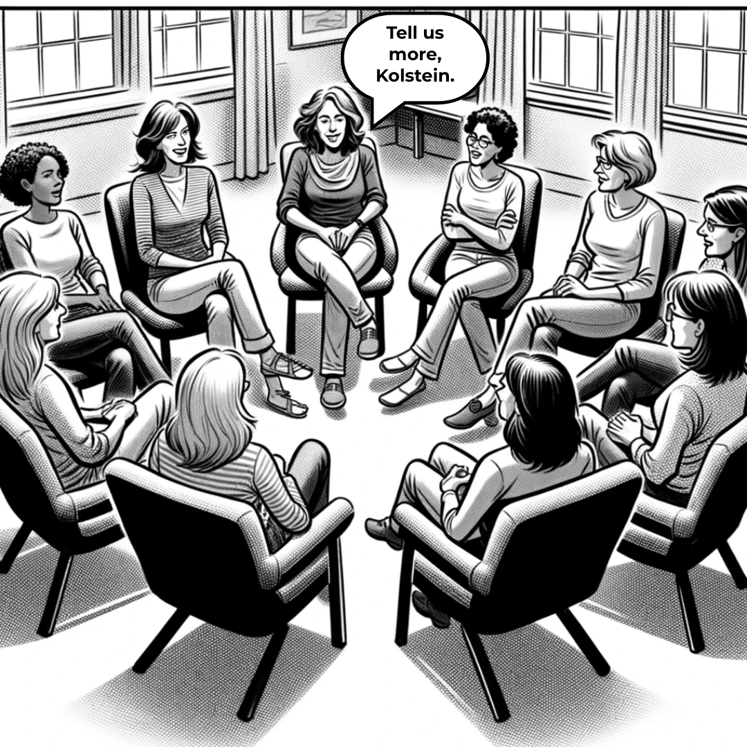 Comic: The Women’s Only meeting started off well enough until Joanna P. decided to use smarm, cross-talk and Sally K’s last name.