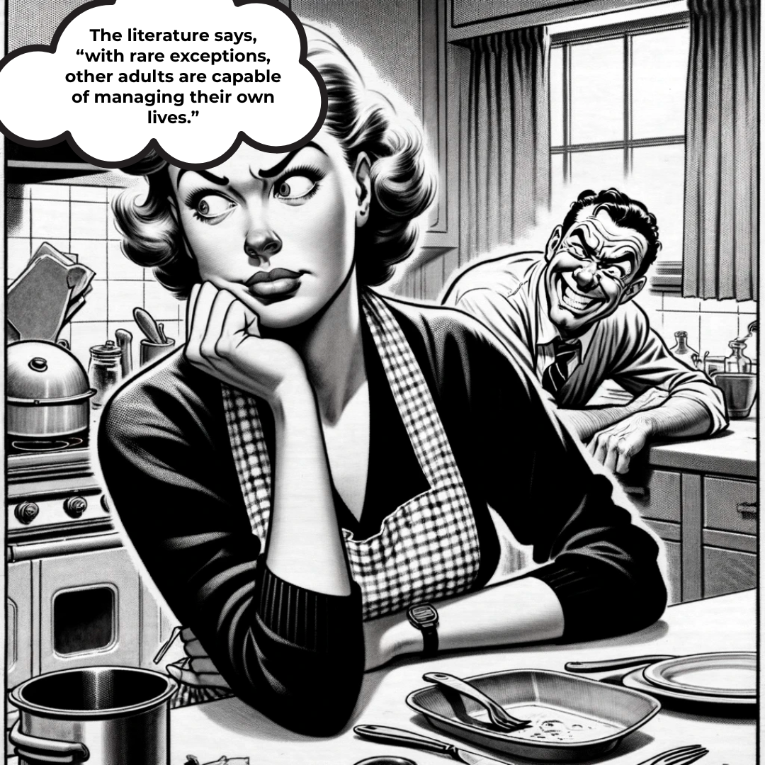 Comic: Janice wonders how she came to marry the rare exception.